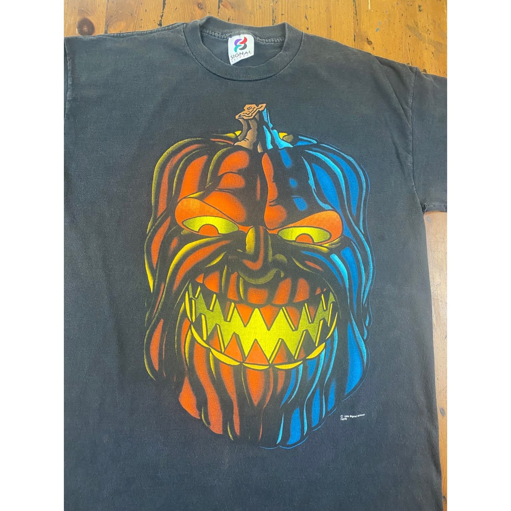 Vintage Signal Artwear 1994‎ Halloween Pumpkin Face Graphic T Shirt Men's L-XL